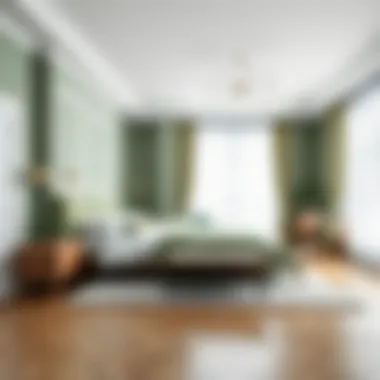 An elegant bedroom featuring soft green shades that promote tranquility and peace.