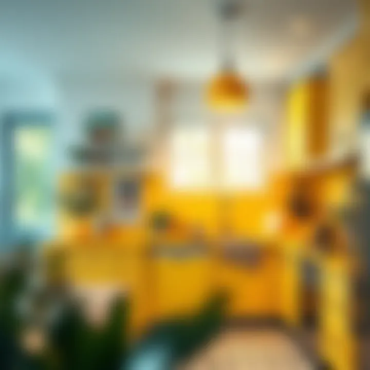 A vibrant kitchen adorned with cheerful yellow hues that evoke joy and creativity.