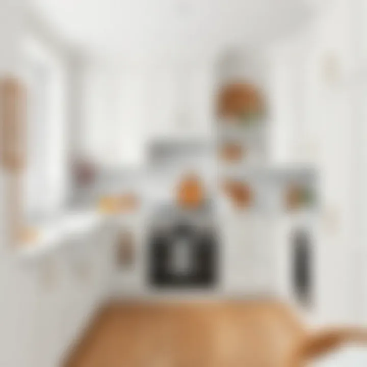 Chic Accents in White Kitchen Aesthetics Chic white kitchen adorned with decorative accents