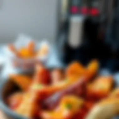 Healthy Snacks from the Air Fryer A close-up of healthy snacks prepared in an air fryer
