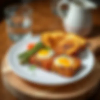 Artfully Plated Eggy Bread A beautifully plated dish of airfried eggy bread served with a side of vegetables