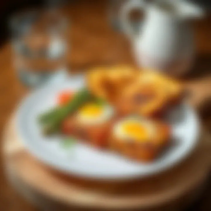 Artfully Plated Eggy Bread A beautifully plated dish of airfried eggy bread served with a side of vegetables