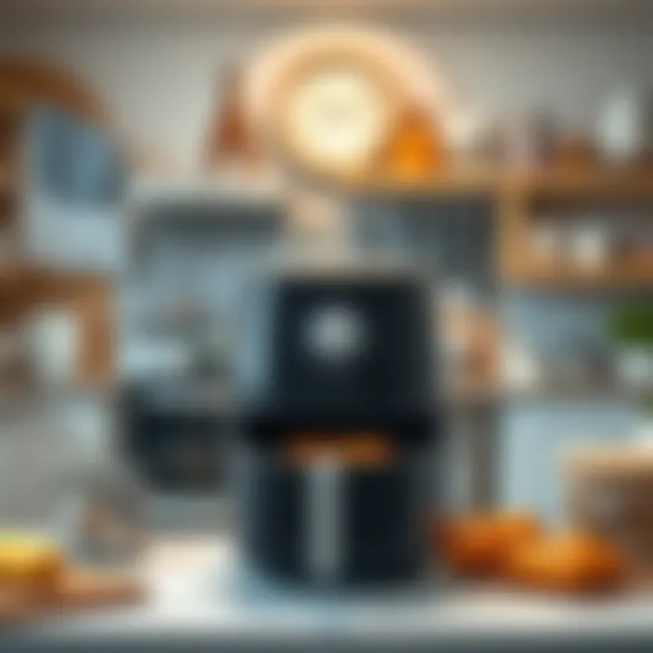 Organized Kitchen with Air Fryer A well-organized kitchen with an air fryer prominently displayed