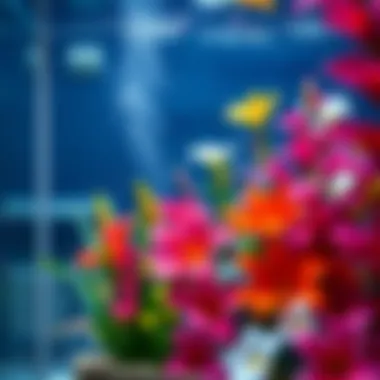Vibrant floral arrangement within an aquarium