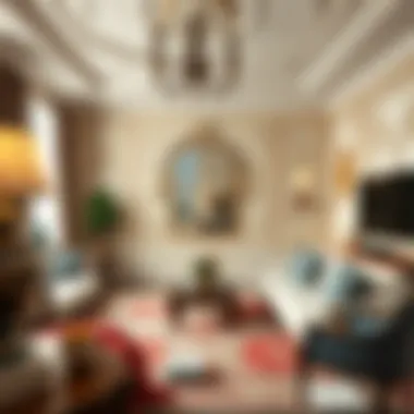 Elegant living room featuring intricate plaster designs