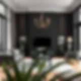 Elegant living room showcasing anthracite paint with modern furniture.