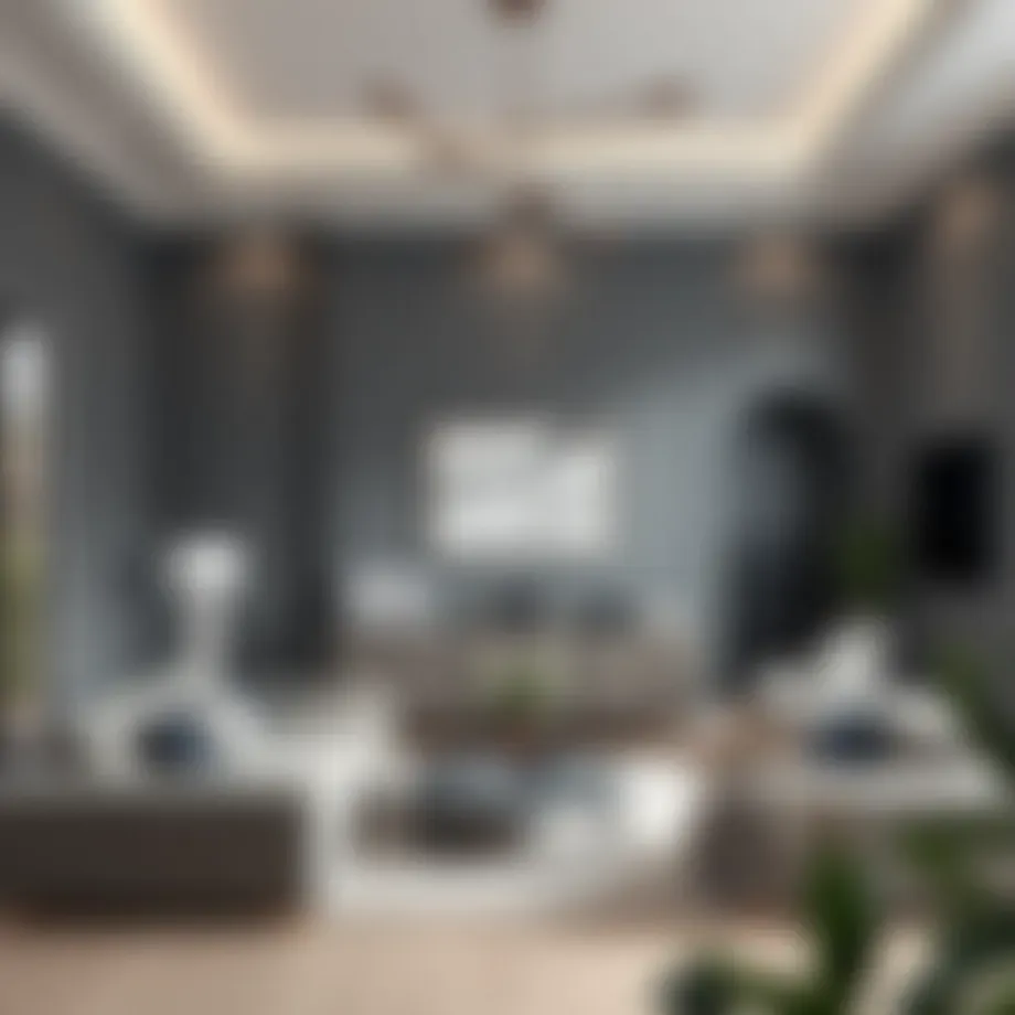 Sophisticated living room showcasing antracite gray wall paint