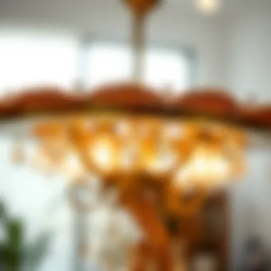 Close-up of chandelier installation materials