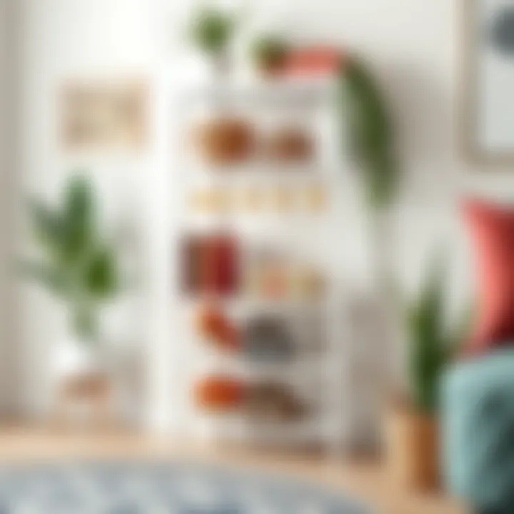 Shoe Rack with Decorative Touches Trendy shoe rack with decorative elements