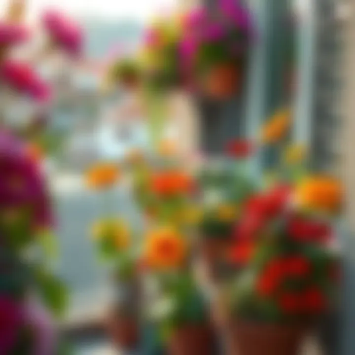 Vibrant Balcony Garden A vibrant balcony garden filled with various flowers