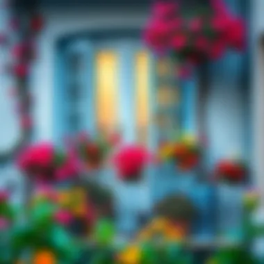 Vibrant balcony with colorful flowers