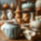 Artistic display of ceramic pieces showcasing unique shapes and textures