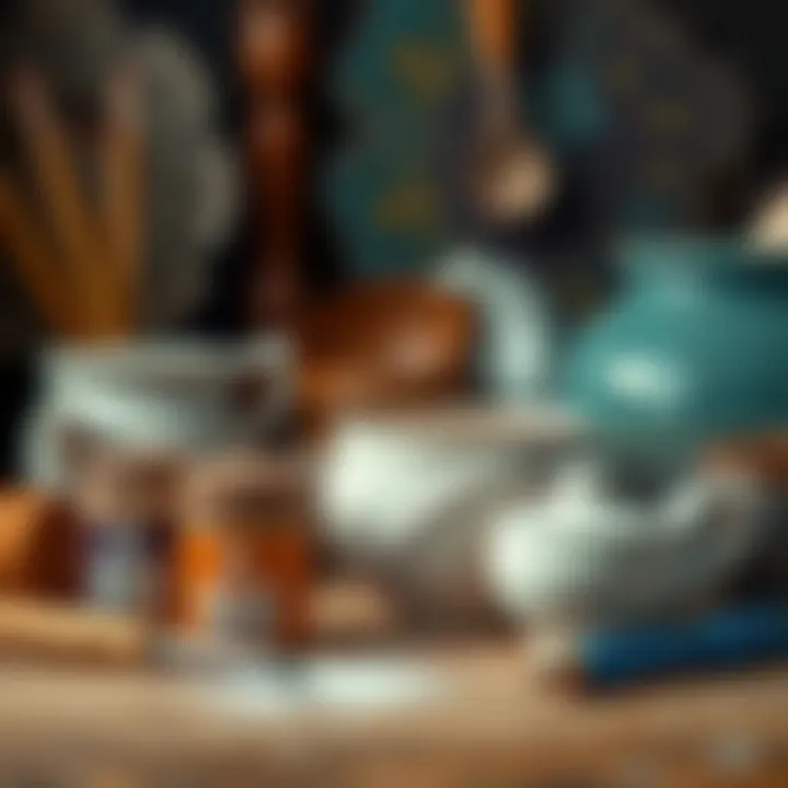 Crafting tools and materials used in basic ceramic work