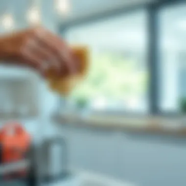 Cleaning Glass Surface A close-up of a glass surface being cleaned