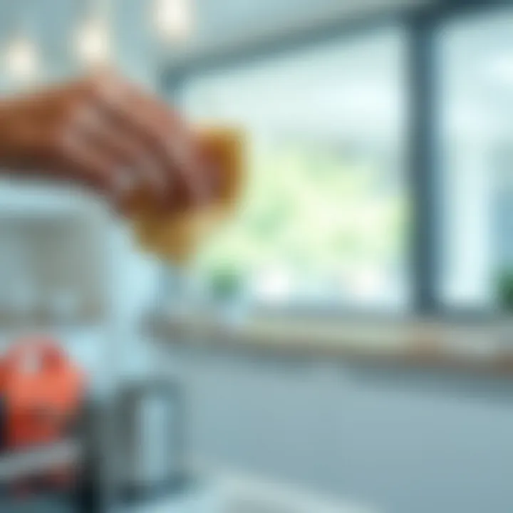 Cleaning Glass Surface A close-up of a glass surface being cleaned