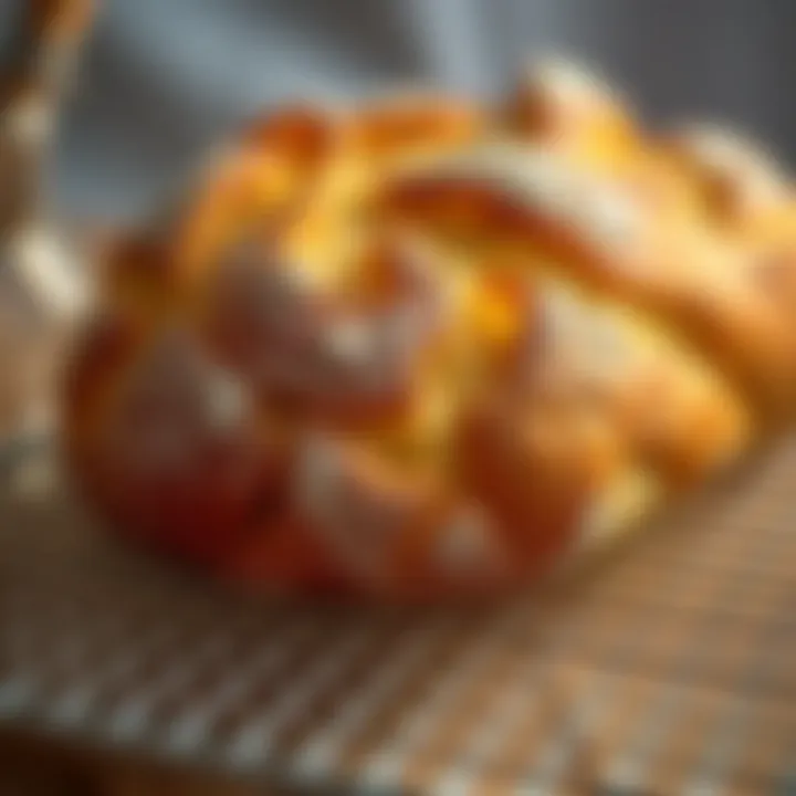 Freshly baked bread cooling on a rack