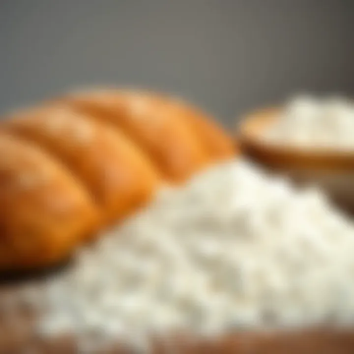 Close-up of flour and salt for bread-making