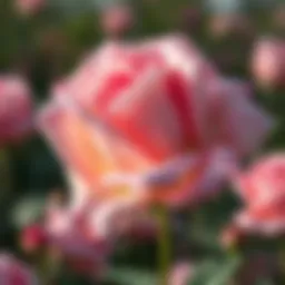 A close-up of a blooming rose in spring