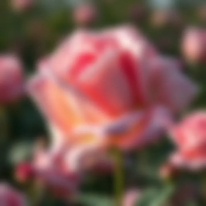 A close-up of a blooming rose in spring