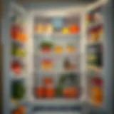 Pristine Refrigerator Interior A pristine refrigerator interior showcasing organized shelves and fresh food items.