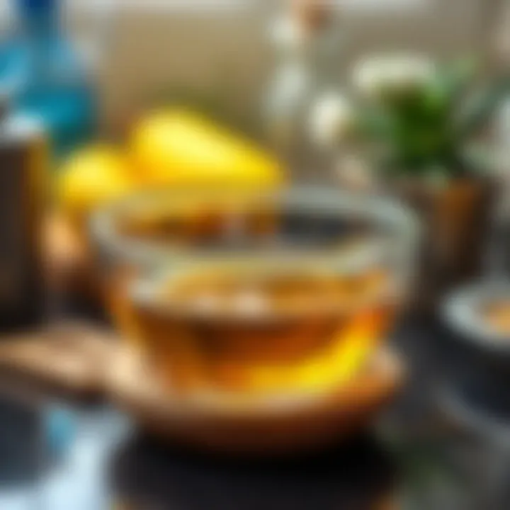 Bowl with a chemical solution for odor removal