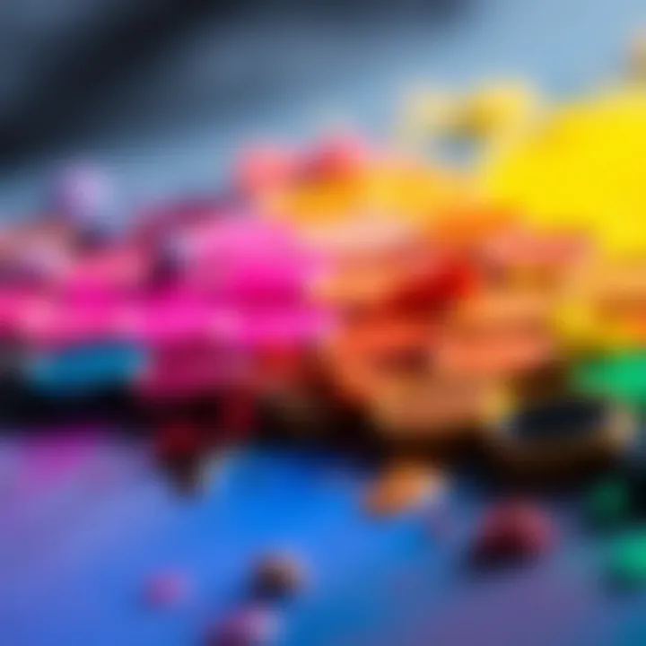 Blending of various pigments creating a spectrum of shades