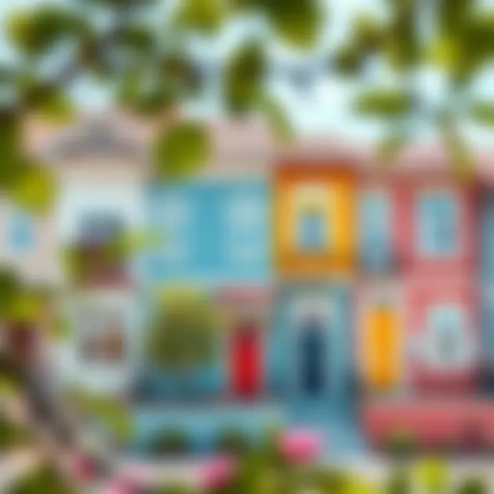 An illustration depicting the psychological impact of various colors on building exteriors