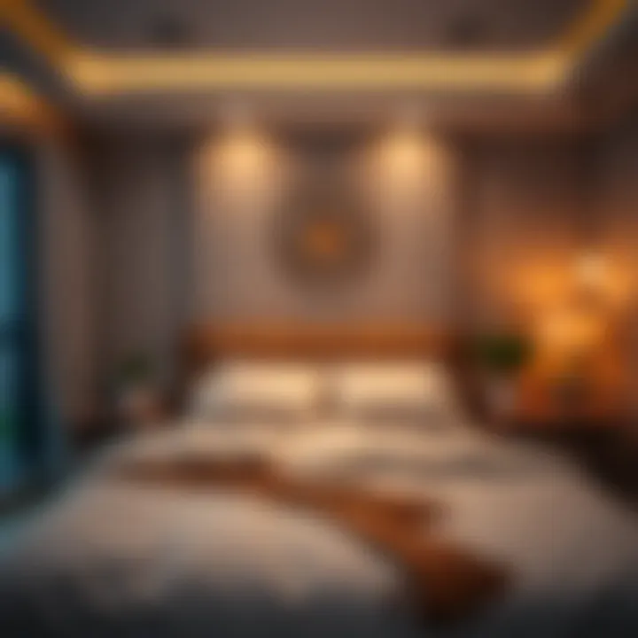 Stylish lighting solutions enhancing the ambiance of a modern bedroom