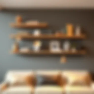 Modern floating shelves with stylish decor items