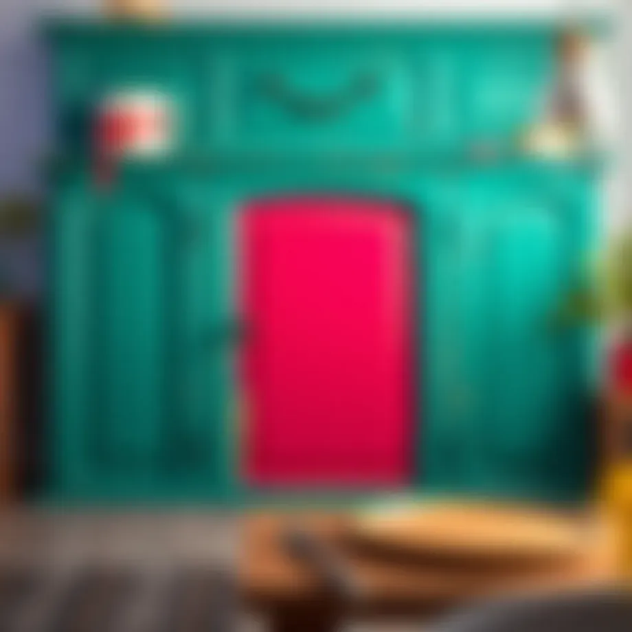 A beautifully painted cabinet door showcasing vibrant colors