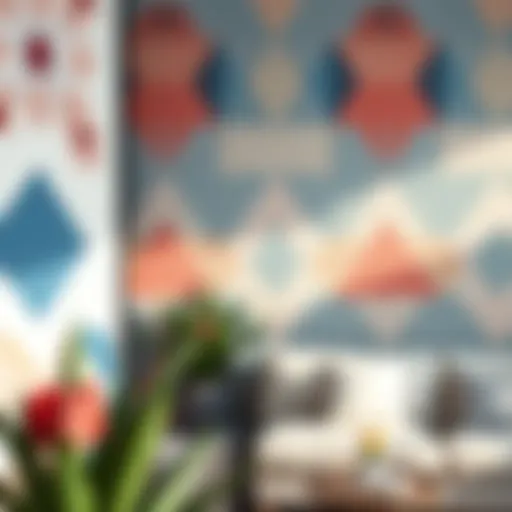 Creative wall painting technique with geometric patterns