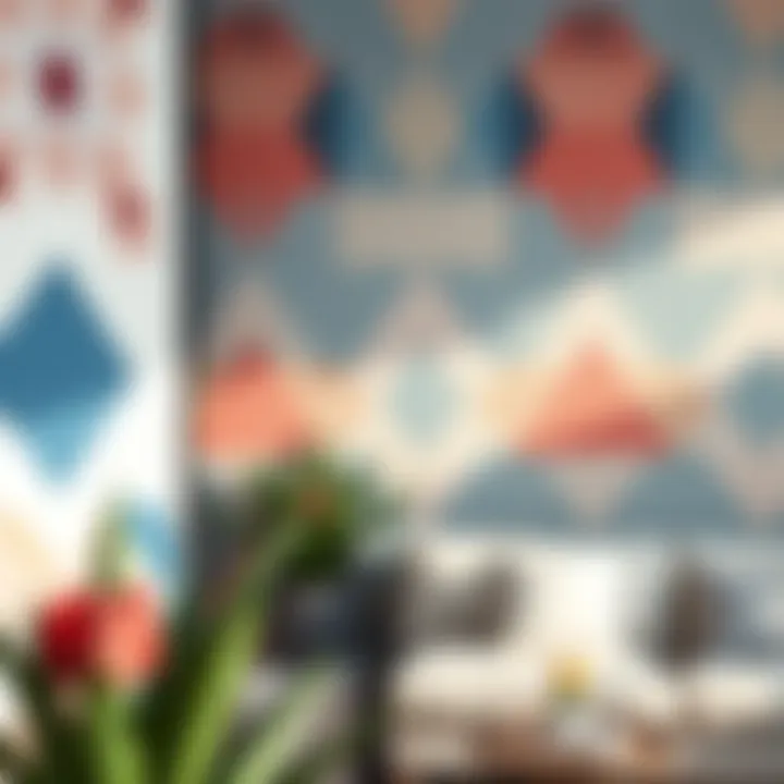 Creative wall painting technique with geometric patterns