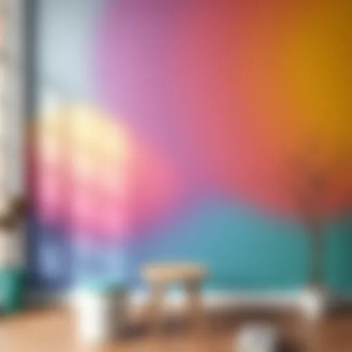 Colorful wall painting technique showcasing gradients