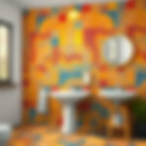 Colorful tiled surface after painting