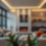 Elegant electric fireplace in modern living room