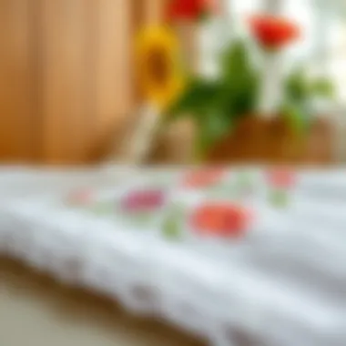 Floral Embroidery Towel Edge Vibrant towel edge with floral embroidery