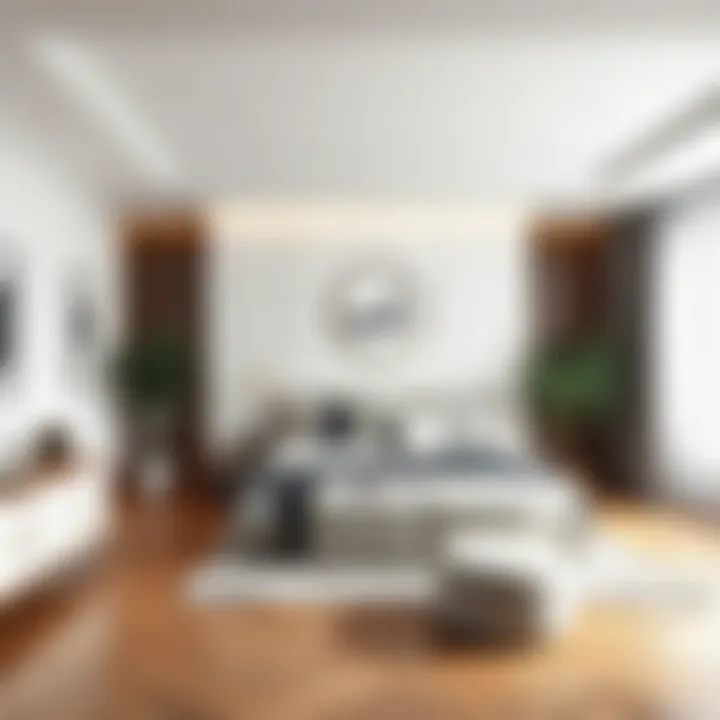 Elegant Bedroom in Minimalist Design An elegantly styled bedroom showcasing a minimalist design.