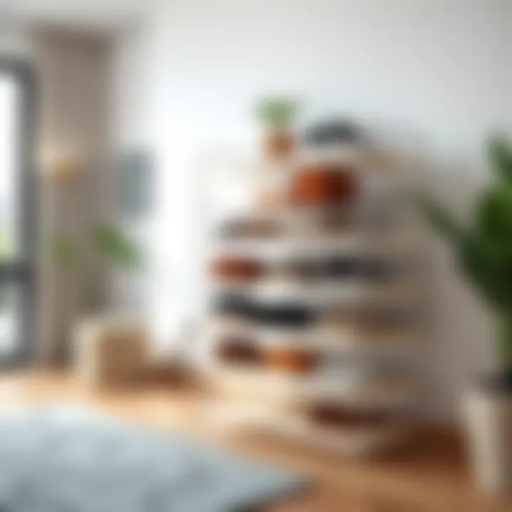 Stylish modern shoe rack showcasing minimalist design