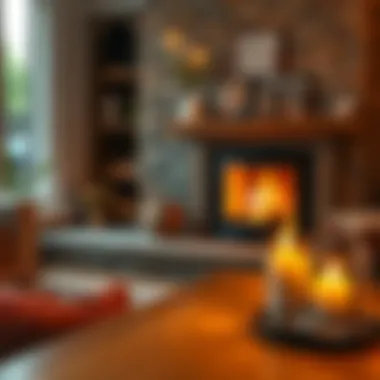 Fireplace Providing Warm Ambiance A serene scene of a fireplace in use, providing warmth and ambiance
