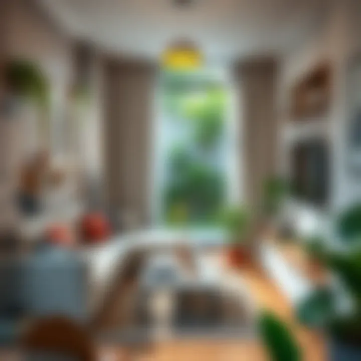 Functional design elements in a garden apartment, showcasing space optimization