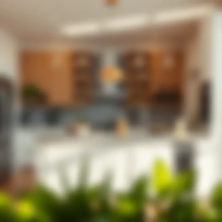 Functional kitchen island in an American kitchen setup