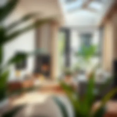 Stylish garden apartment interior featuring modern furniture and natural light