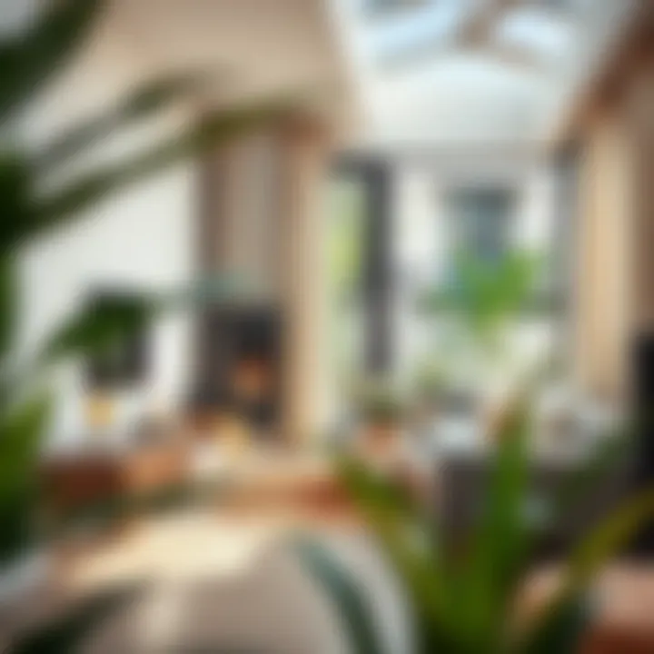 Stylish garden apartment interior featuring modern furniture and natural light