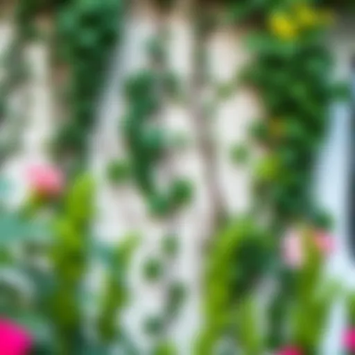 Charming garden wall adorned with climbing plants