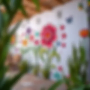 Artistic Touches on Garden Wall Vibrant wall art bringing personality to outdoor space