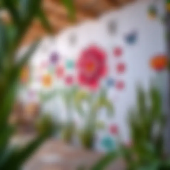 Artistic Touches on Garden Wall Vibrant wall art bringing personality to outdoor space