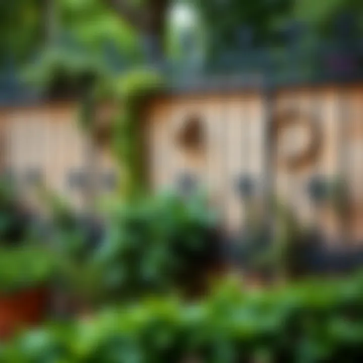 An elegant wrought iron garden wall adorned with greenery