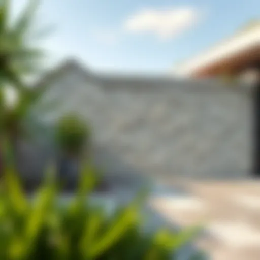 Contemporary Stone Garden Wall A modern garden wall made of sleek stone