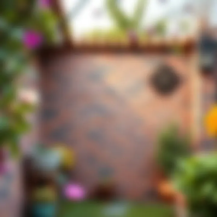 A vibrant brick garden wall with decorative elements