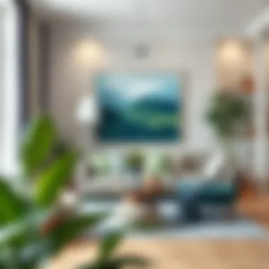 Interior Inspiration: Blending Nature's Colors An interior design showcasing green and blue decor elements.